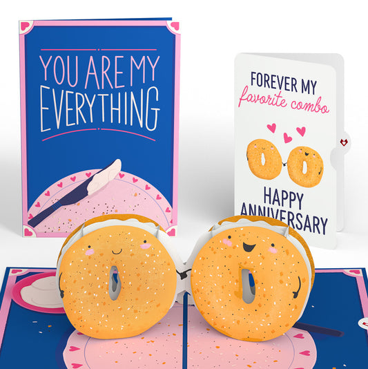 You Are My Everything Bagel Anniversary Pop-Up Card and Sentiment Set for Partner