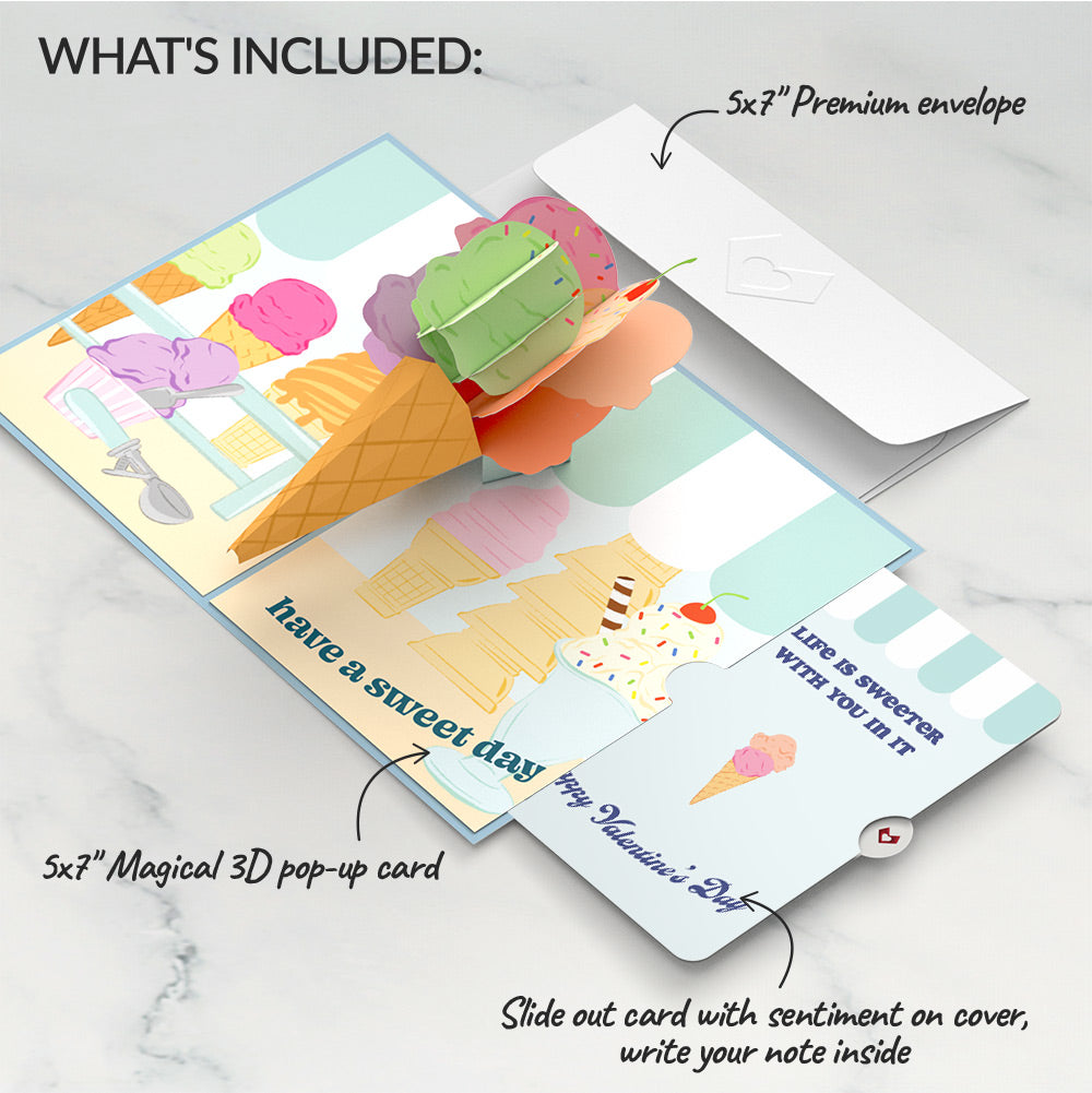 Sweet Day Ice Cream Valentine Pop-Up Card and Sentiment Set