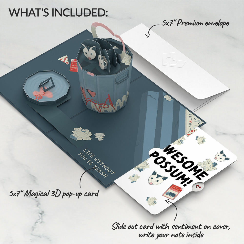 Life Without You Is Trash Possums Pop-Up Card and Sentiment Set