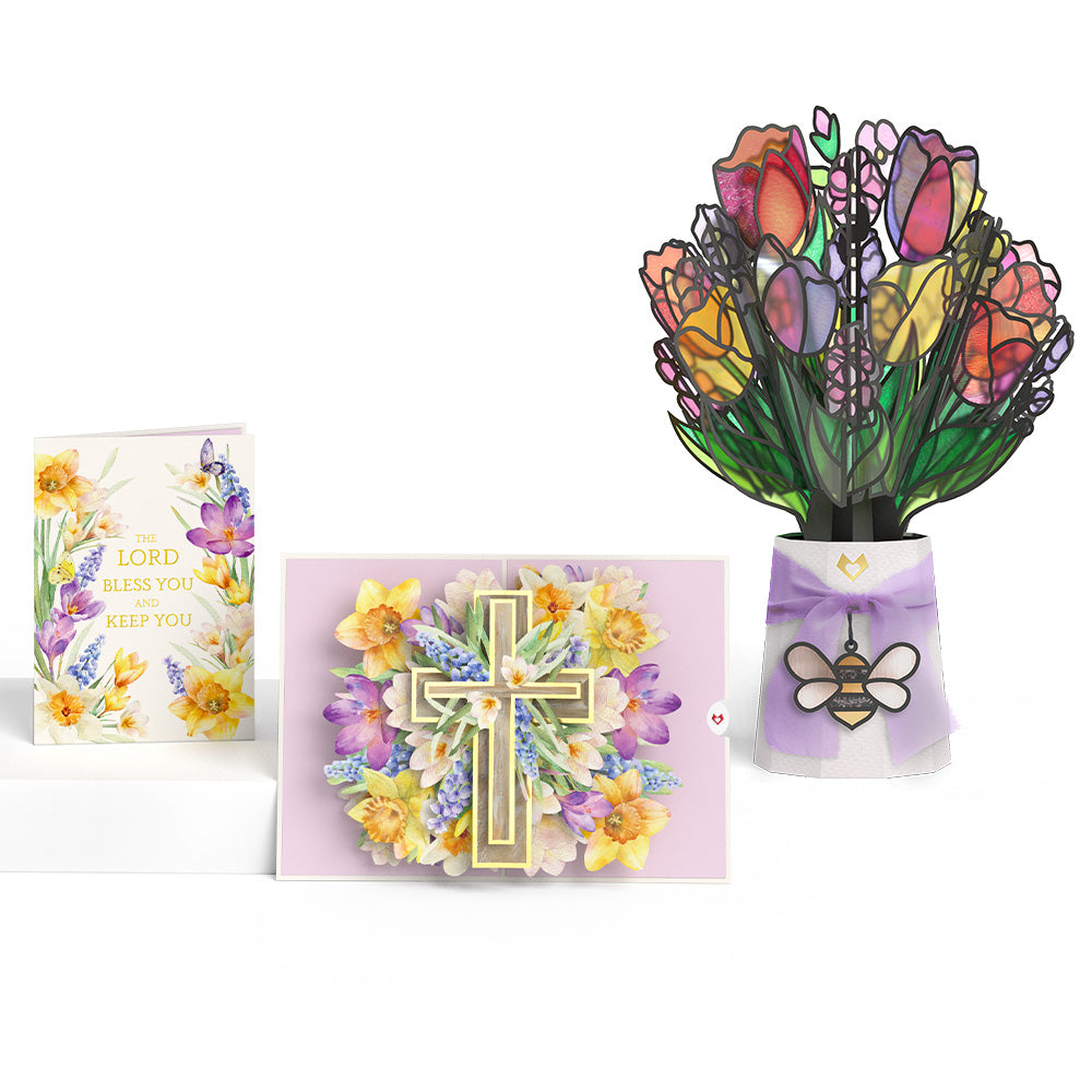 The Lord Bless You Pop-Up Card & Suncatcher Bouquet Bundle