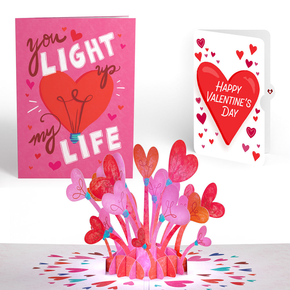 You Light Up My Life Valentine Light-Up Pop-Up Card and Big Sweet Heart Sentiment Set