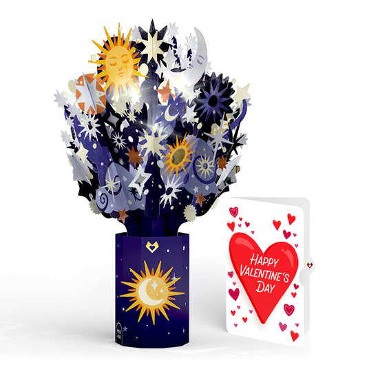 Celestial Sky Valentine Light-Up Bouquet and Big Sweet Heart Sentiment Set