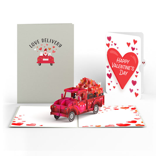 Love Delivery Truck Valentine Pop-Up Card and Big Sweet Heart Sentiment Set