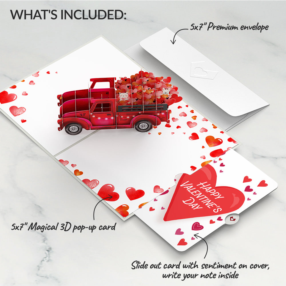 Love Delivery Truck Valentine Pop-Up Card and Big Sweet Heart Sentiment Set