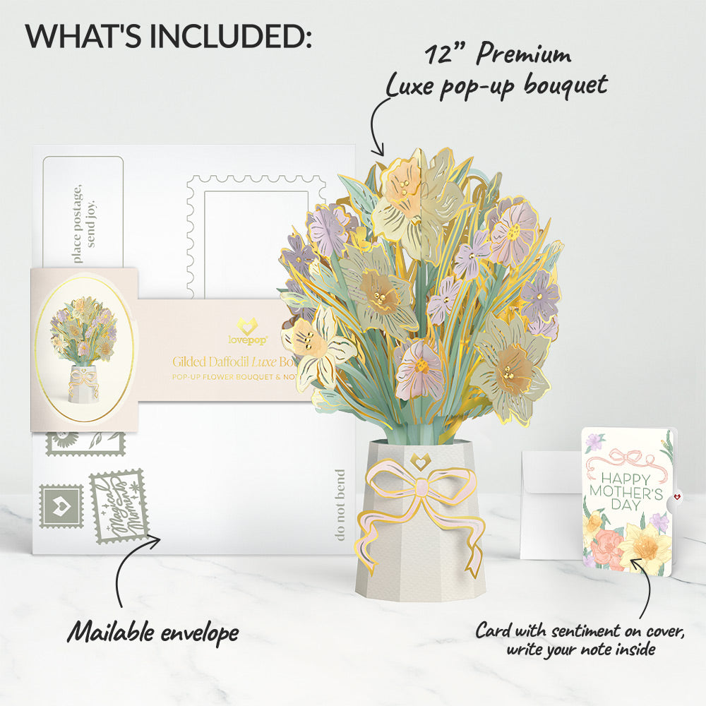 Gilded Daffodil Mother's Day Luxe Bouquet and Sentiment Set
