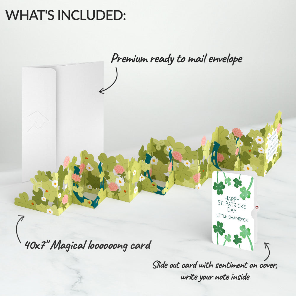 Shamrock Blessings St. Patrick’s Day Loooooong Card™ (Expands to 2 feet) and Sentiment Set