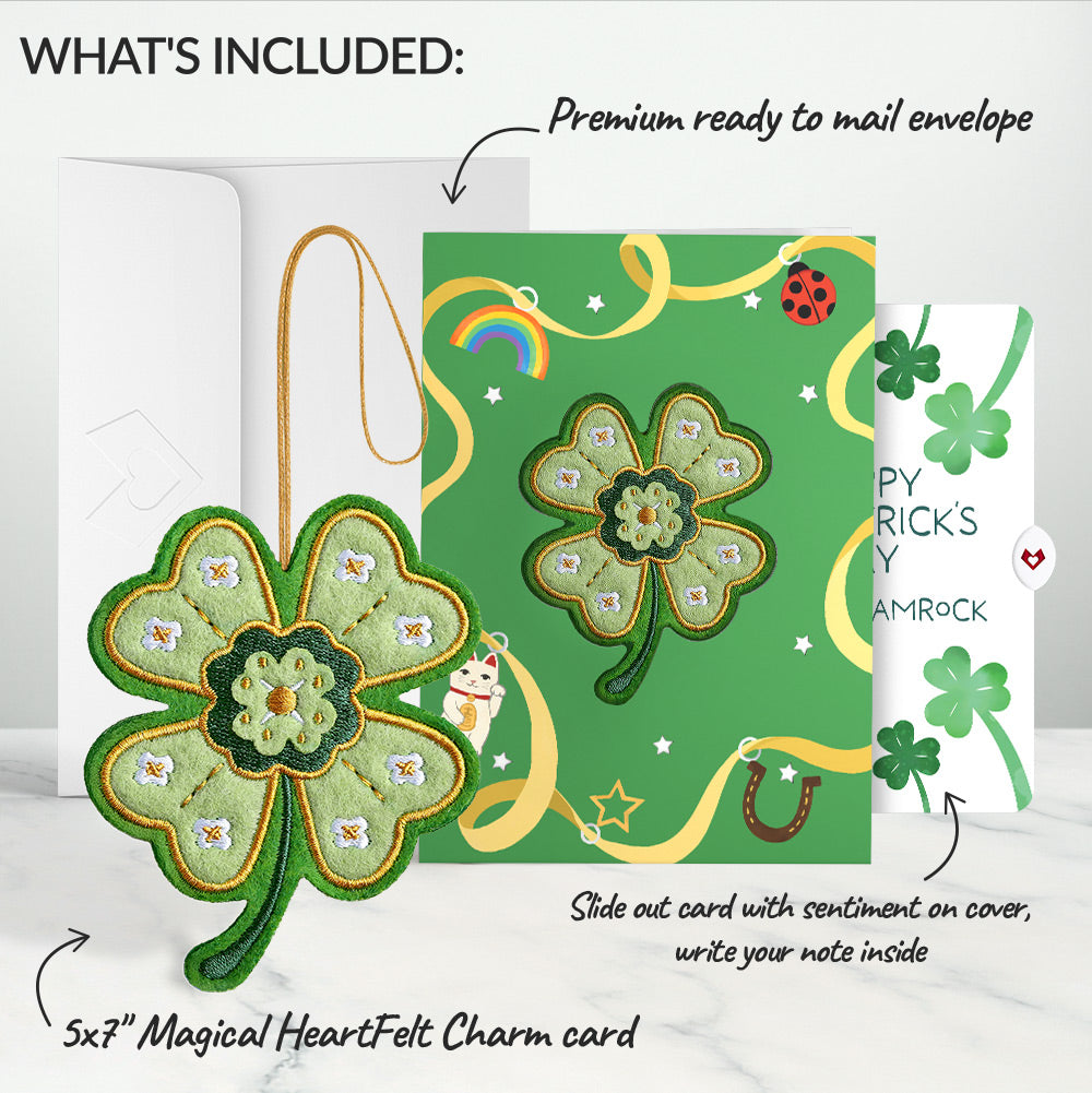 Lucky Clover St. Patrick’s Day Heartfelt Charm Card™ and Sentiment Set