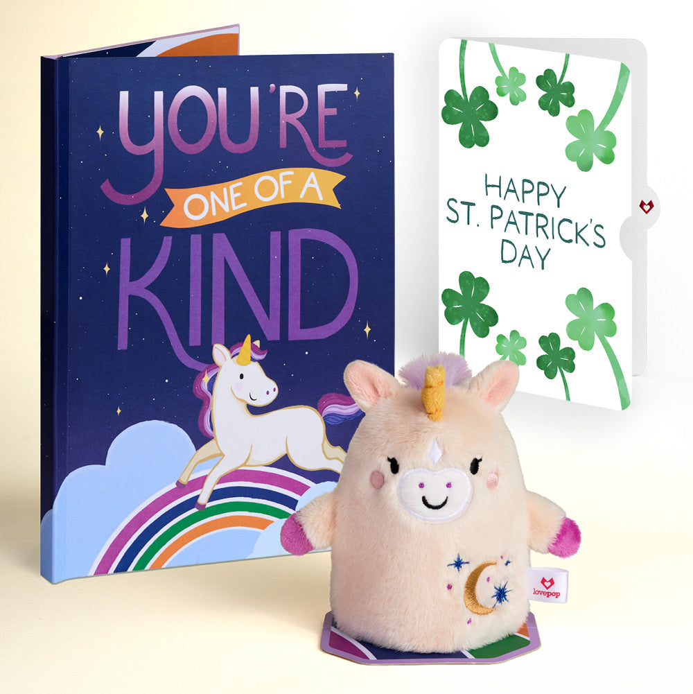 'One of a Kind' Unicorn St. Patrick’s Day Plushpop Card and Shamrock Sprigs Sentiment Set