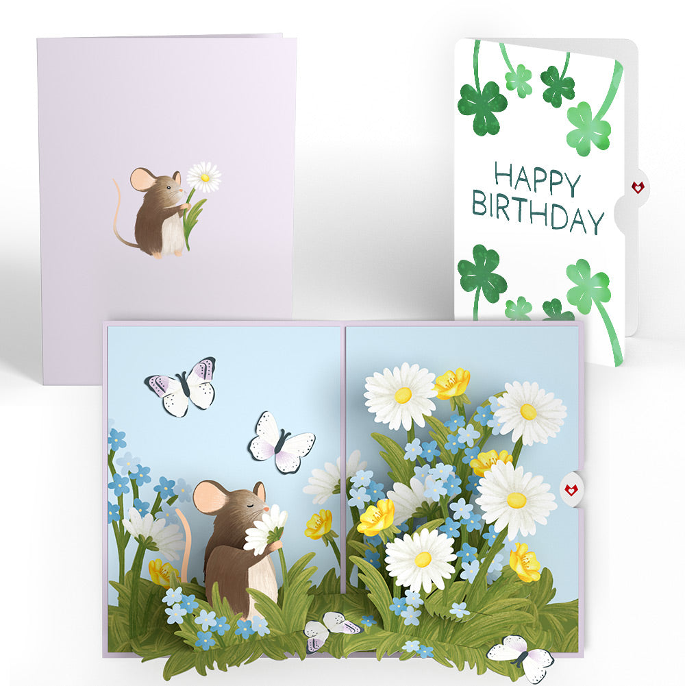 Field Mouse in the Flowers Birthday Pop-Up Card and Sentiment Set