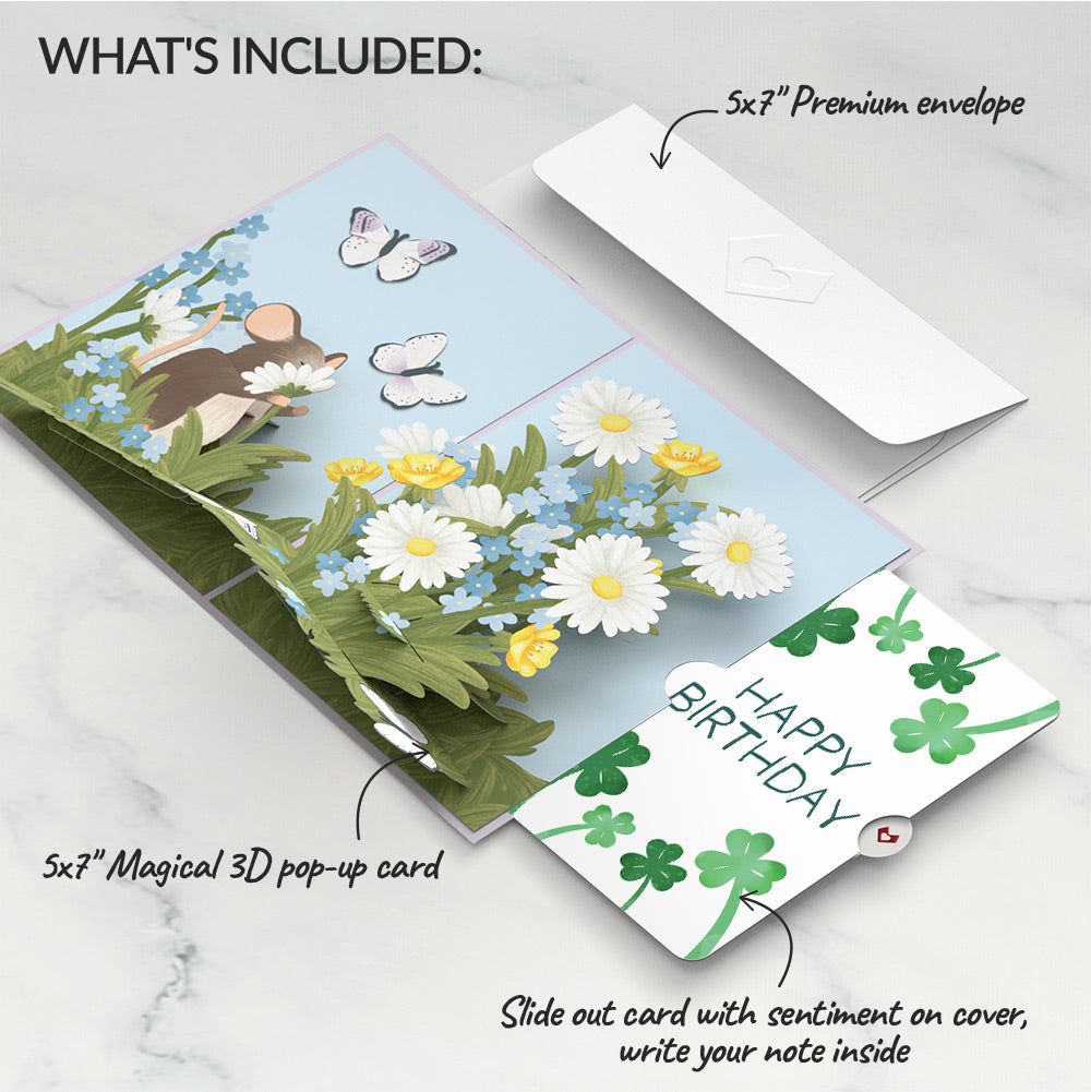 Field Mouse in the Flowers Birthday Pop-Up Card and Sentiment Set