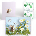 Field Mouse in the Flowers St. Patrick’s Day Pop-Up Card and Shamrock Sprigs Sentiment Set