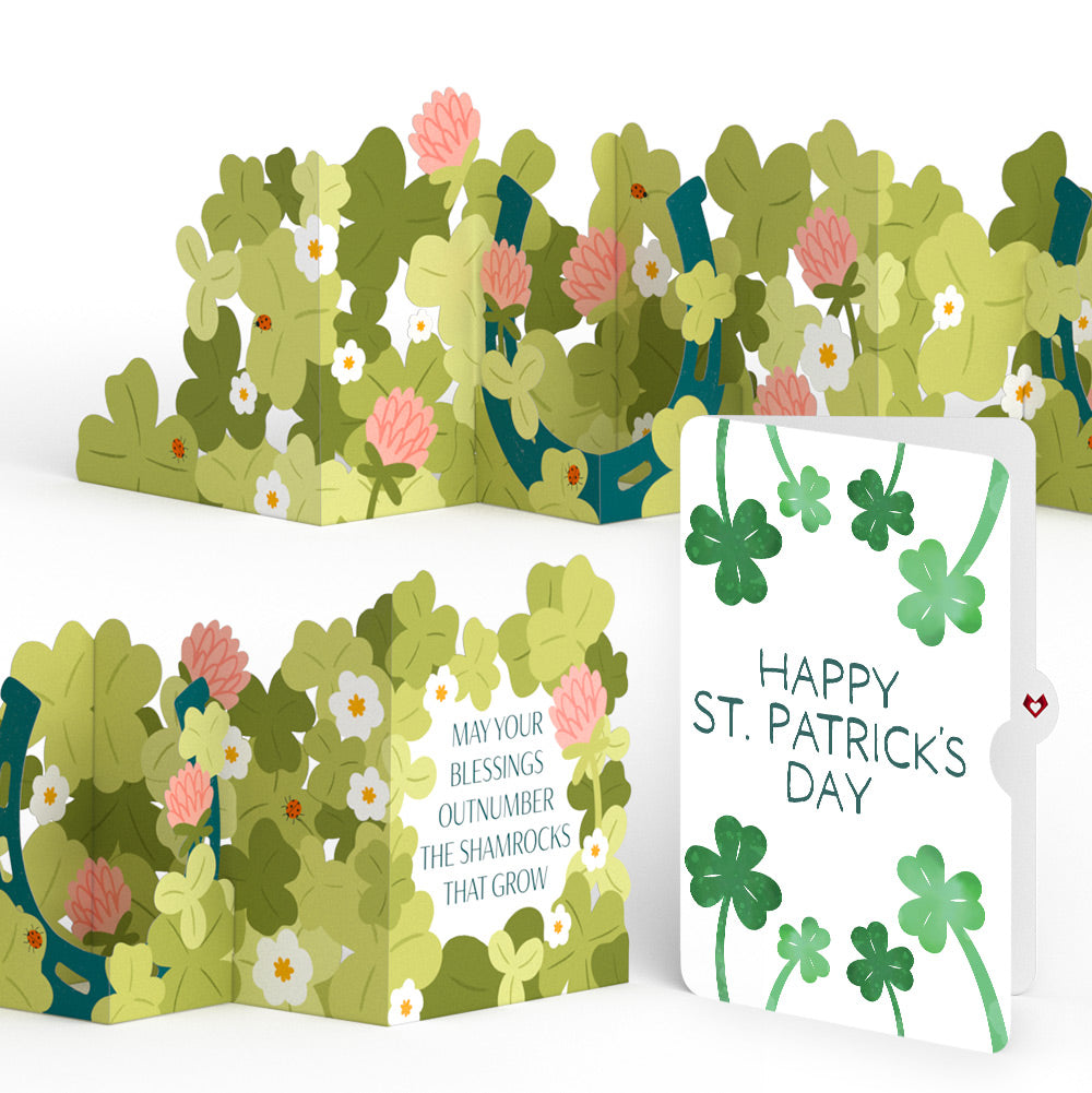 Shamrock Blessings St. Patrick’s Day Loooooong Card™ (Expands to 2 feet) and Shamrock Sprigs Sentiment Set