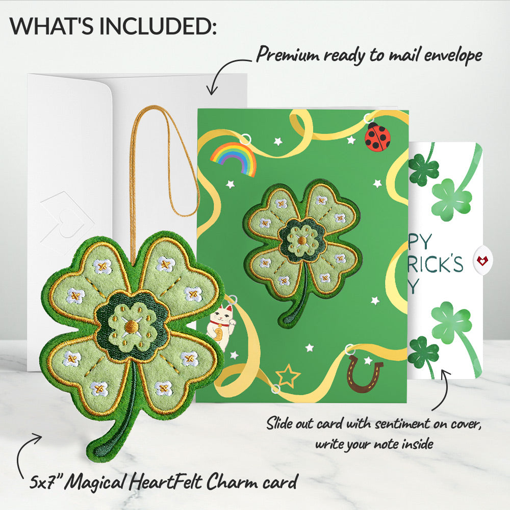 Lucky Clover St. Patrick’s Day Heartfelt Charm Card™ and Shamrock Sprigs Sentiment Set