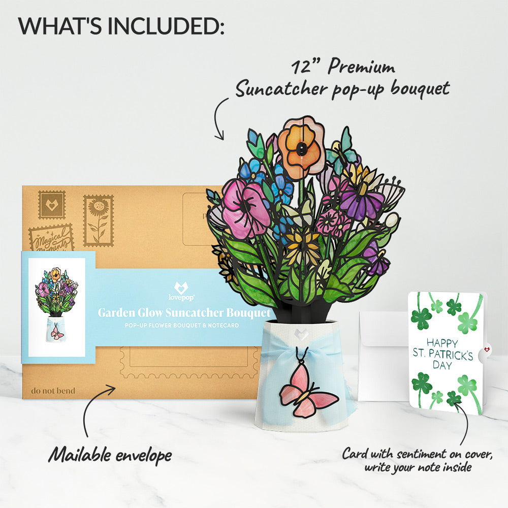 Garden Glow St. Patrick’s Day Suncatcher Bouquet and Sentiment Set