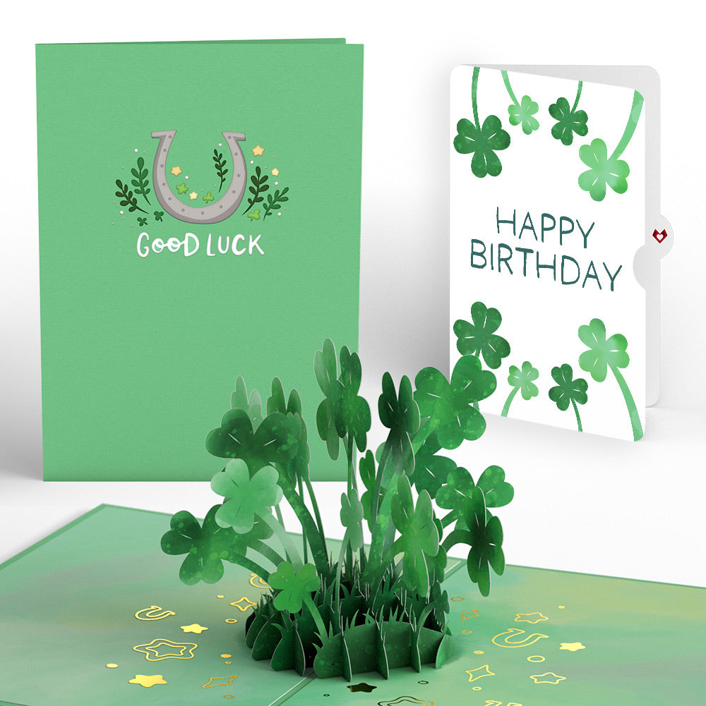 Saint Patrick's Day Lucky Clover Birthday Pop-Up Card and Sentiment Set