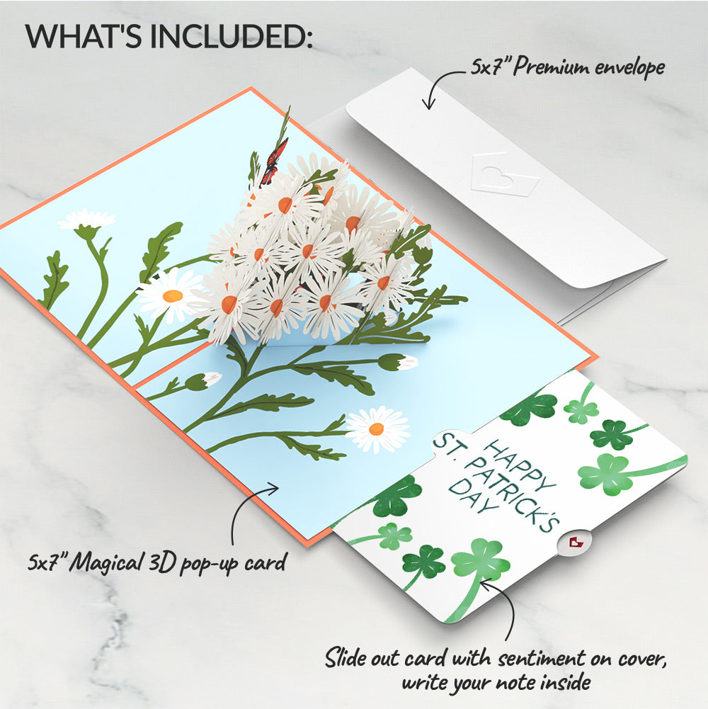 Daisies with Monarch Butterfly St. Patrick’s Day Pop-Up Card and Sentiment Set