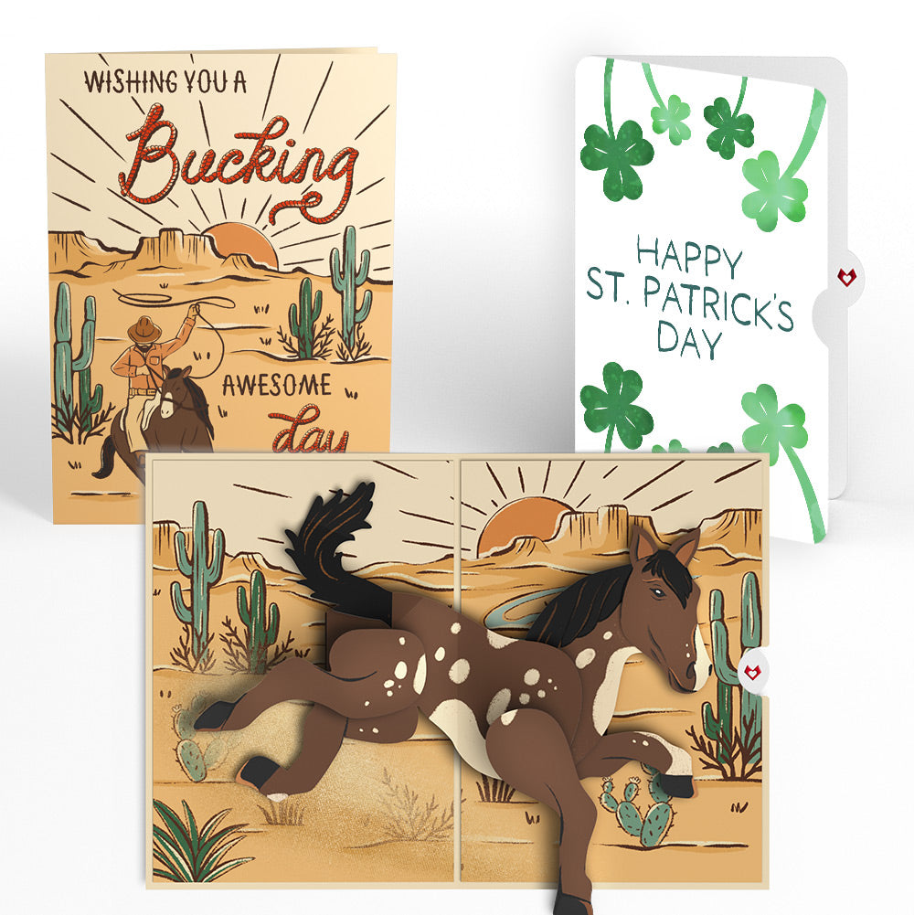 Bucking Awesome Day St. Patrick’s Day Pop-Up Card and Shamrock Sprigs Sentiment Set