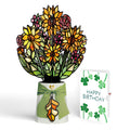 Golden Hour Sunflower Birthday Suncatcher Bouquet and Shamrock Sprigs Sentiment Set