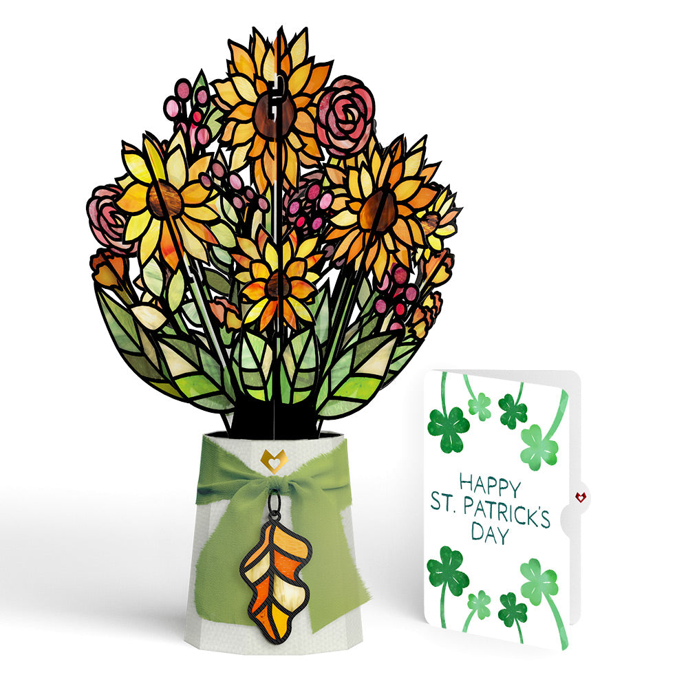 Golden Hour Sunflower St. Patrick’s Day Suncatcher Bouquet and Sentiment Set