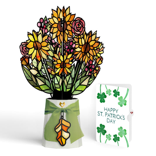 Golden Hour Sunflower St. Patrick’s Day Suncatcher Bouquet and Sentiment Set