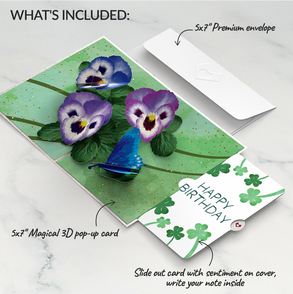 Pansies Birthday Pop-Up Card and Sentiment Set