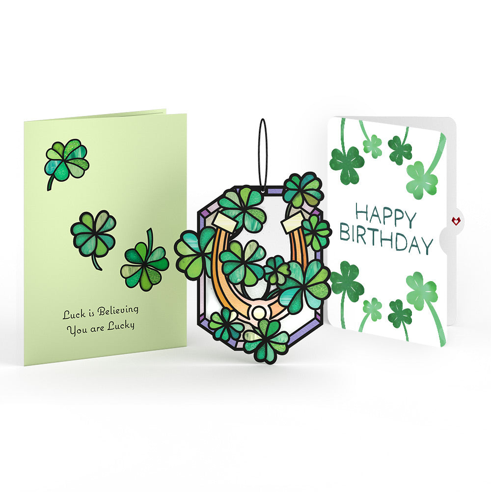Lucky Shamrock Birthday Suncatcher Card and Sentiment Set
