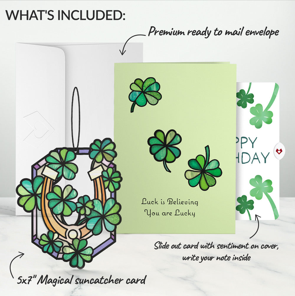 Lucky Shamrock Birthday Suncatcher Card and Sentiment Set