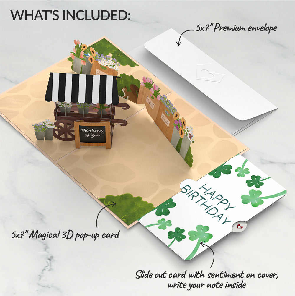 Thinking of You Flower Cart Birthday Pop-Up Card and Sentiment Set