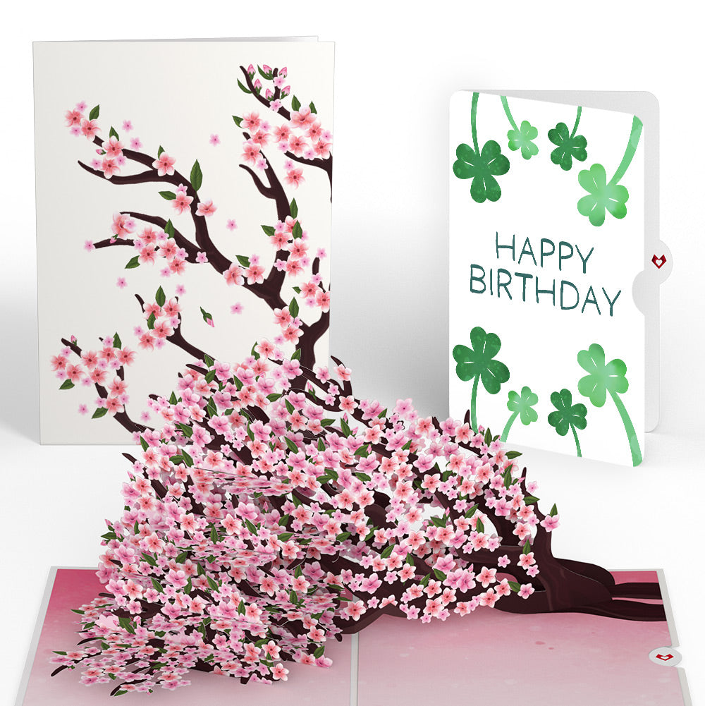 Cherry Blossom Branches in Bloom Birthday Pop-Up Card and Sentiment Set
