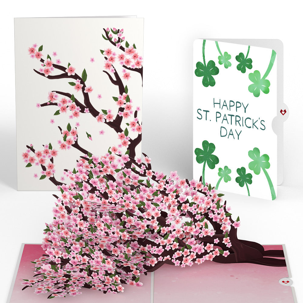 Cherry Blossom Branches in Bloom St. Patrick’s Day Pop-Up Card and Sentiment Set