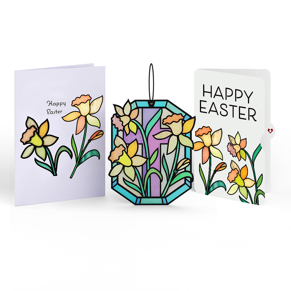 Happy Easter Daffodil Easter Suncatcher Card and Sentiment Set