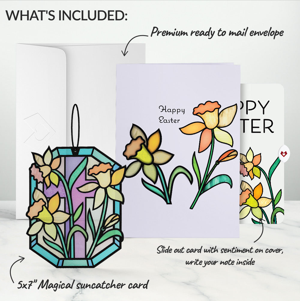 Happy Easter Daffodil Easter Suncatcher Card and Sentiment Set