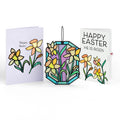 Happy Easter Daffodil Easter Suncatcher Card and Garden Blooms He Is Risen Sentiment Set