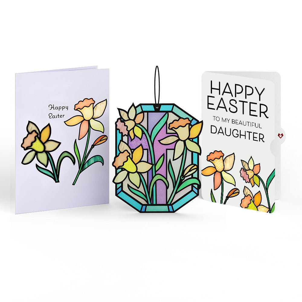 Happy Easter Daffodil Easter Suncatcher Card and Sentiment Set for Daughter