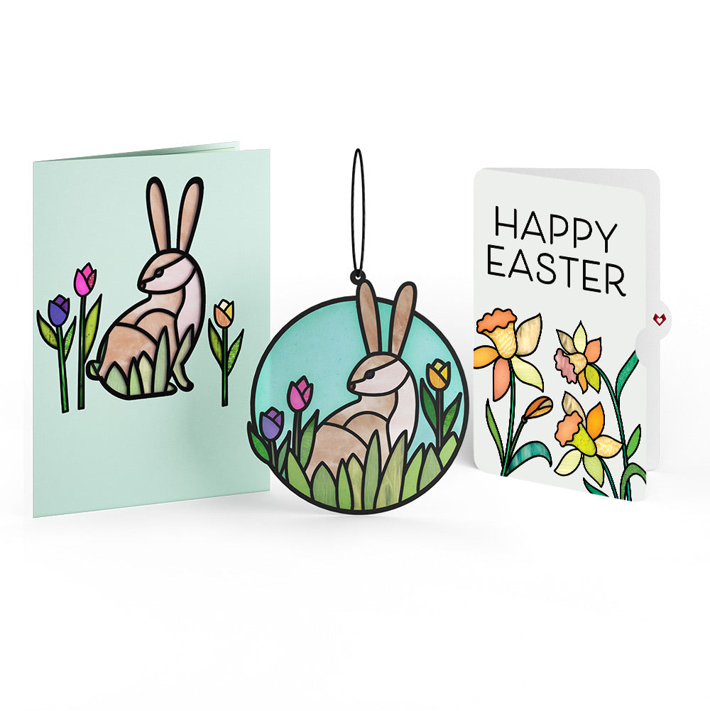 Springtime Bunny Easter Suncatcher Card and Sentiment Set