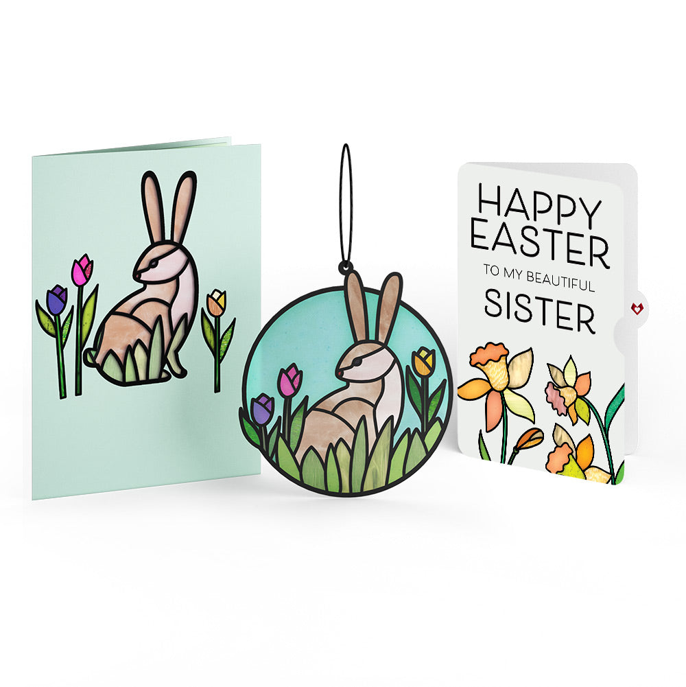 Springtime Bunny Easter Suncatcher Card and Sentiment Set for Sister