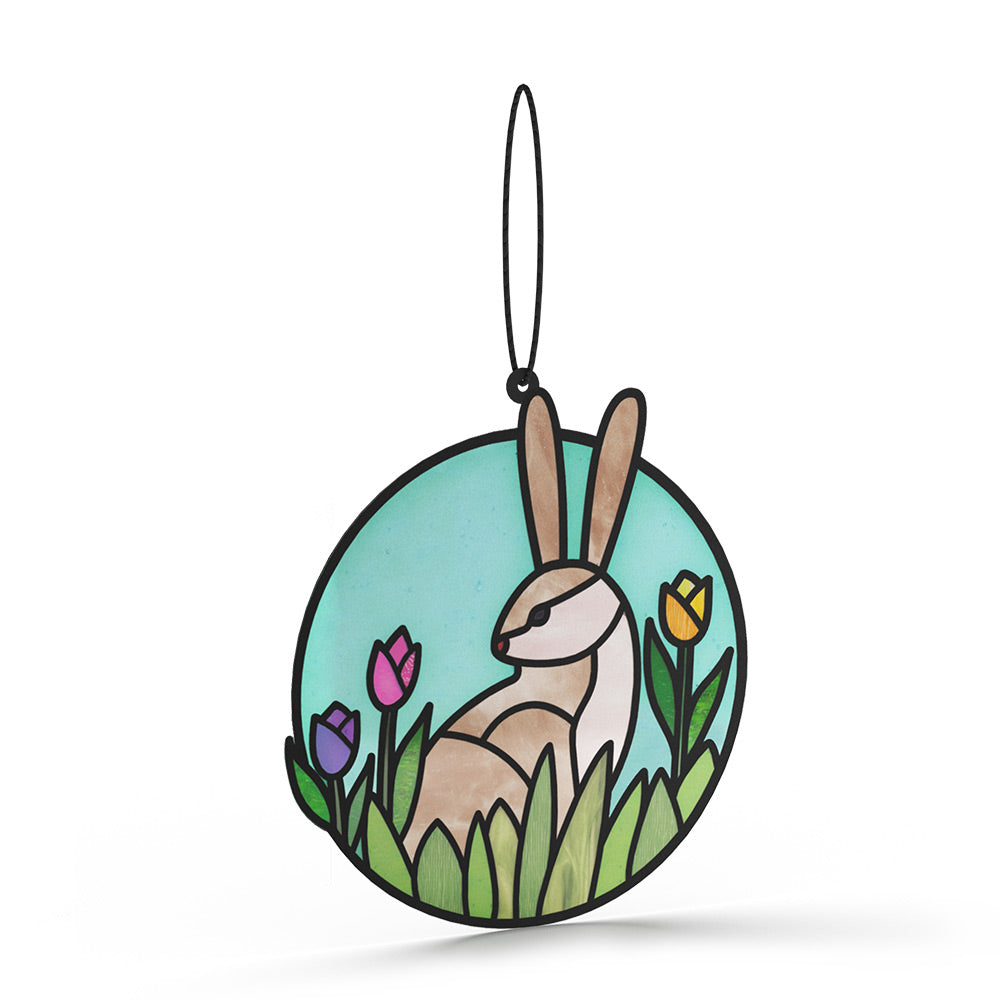 Springtime Bunny Easter Suncatcher Card and Garden Blooms He Is Risen Sentiment Set