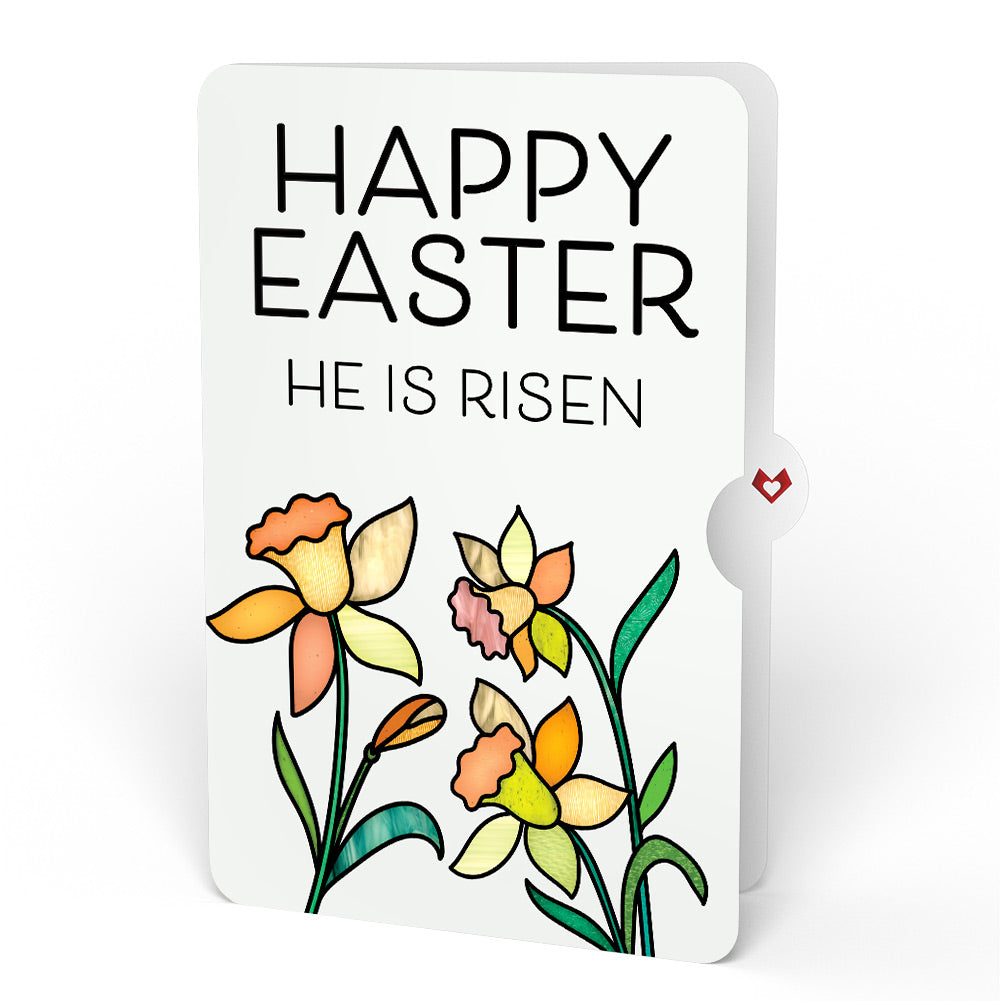 Springtime Bunny Easter Suncatcher Card and Garden Blooms He Is Risen Sentiment Set