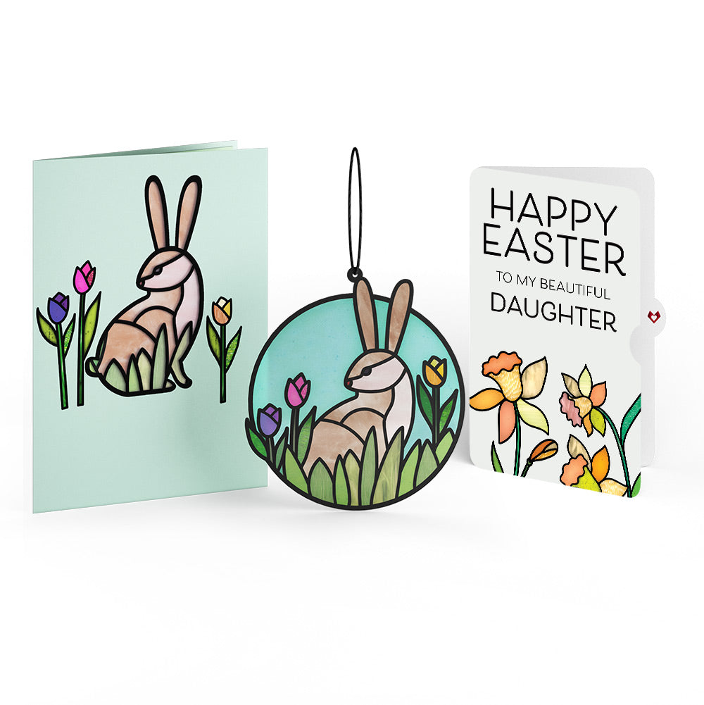 Springtime Bunny Easter Suncatcher Card and Sentiment Set for Daughter