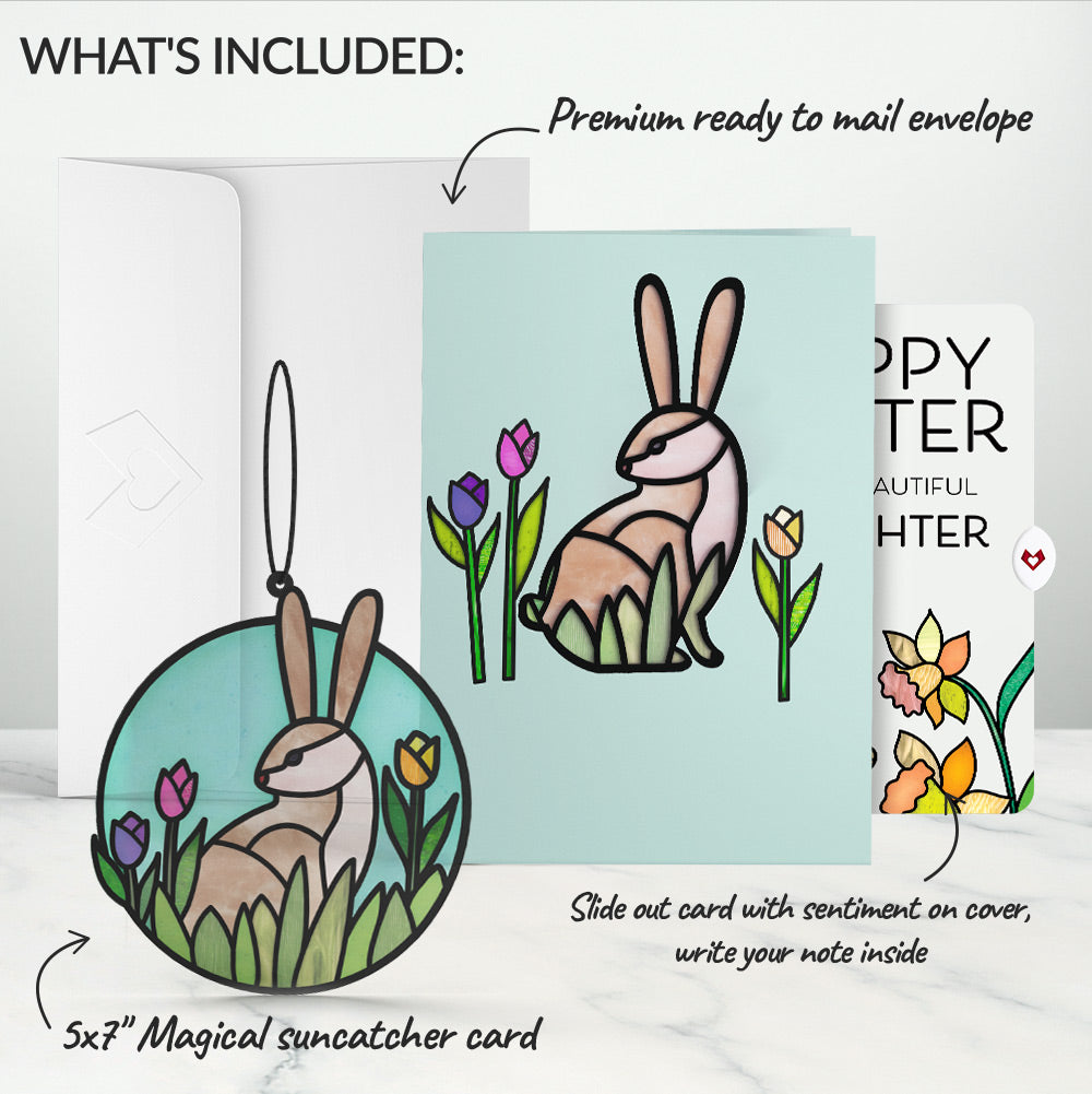 Springtime Bunny Easter Suncatcher Card and Sentiment Set for Daughter