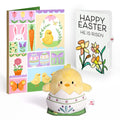 Spring Chick Easter Plushpop Card and Garden Blooms He Is Risen Sentiment Set