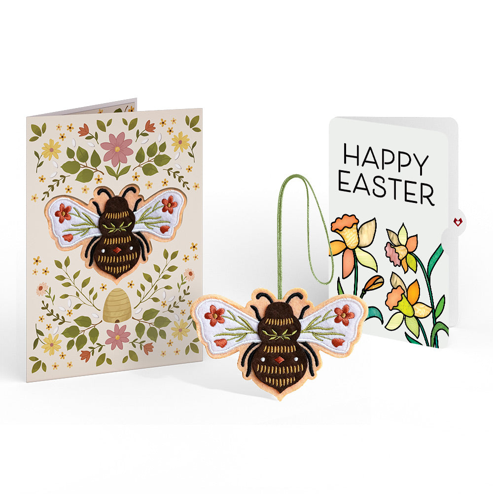 Botanical Bee Easter Heartfelt Charm Card™ and Sentiment Set