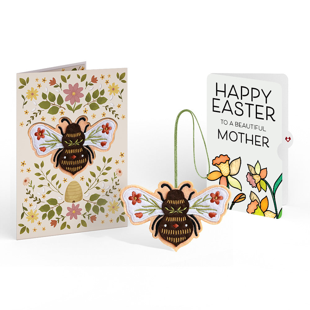 Botanical Bee Easter Heartfelt Charm Card™ and Sentiment Set for Mom