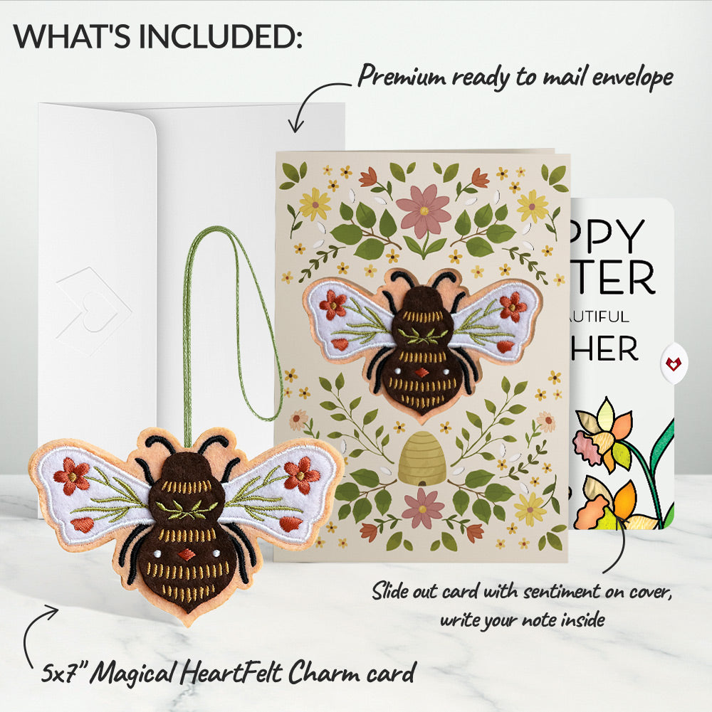 Botanical Bee Easter Heartfelt Charm Card™ and Sentiment Set for Mom