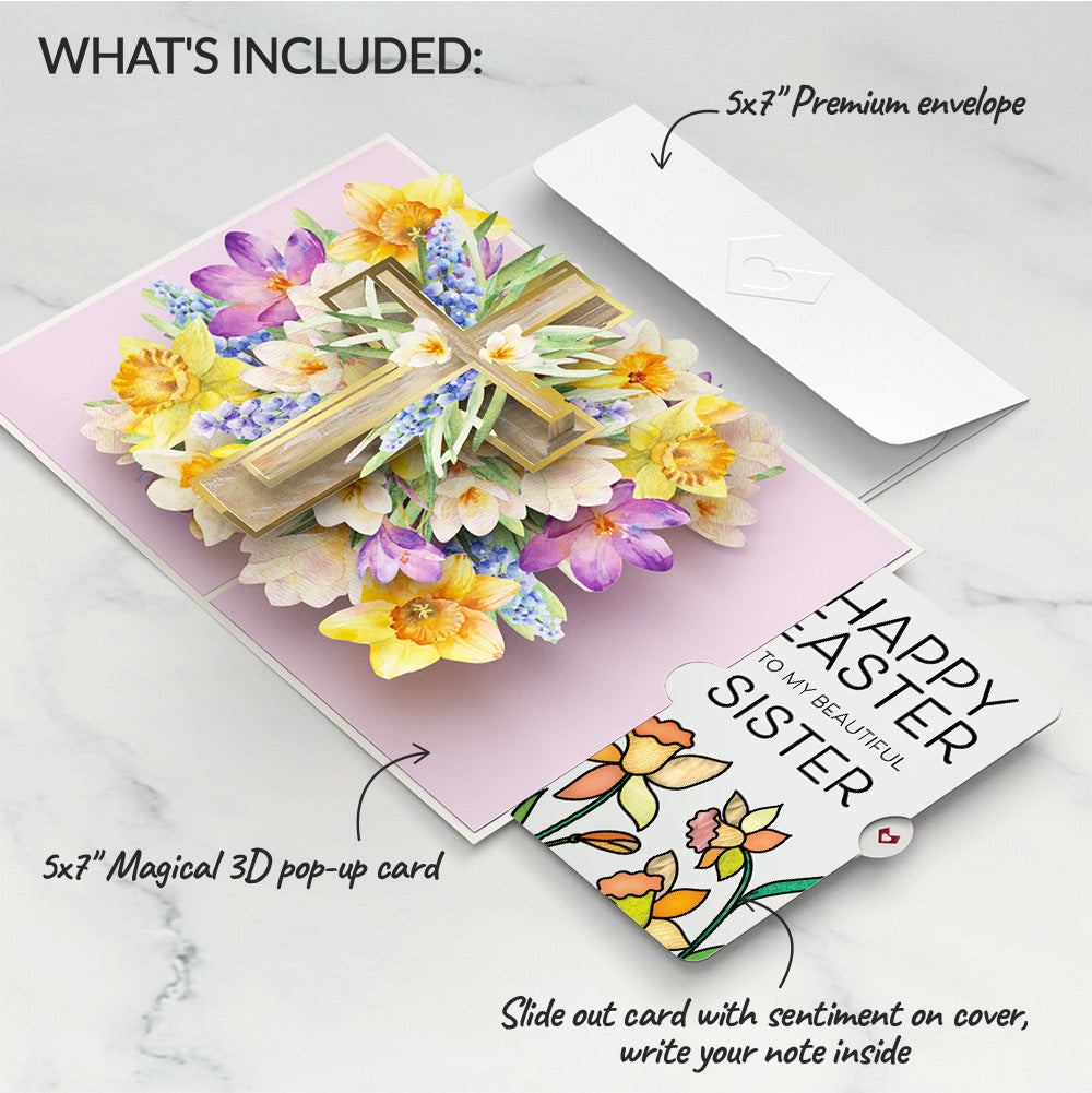 The Lord Bless You Floral Cross Easter Pop-Up Card and Sentiment Set for Sister