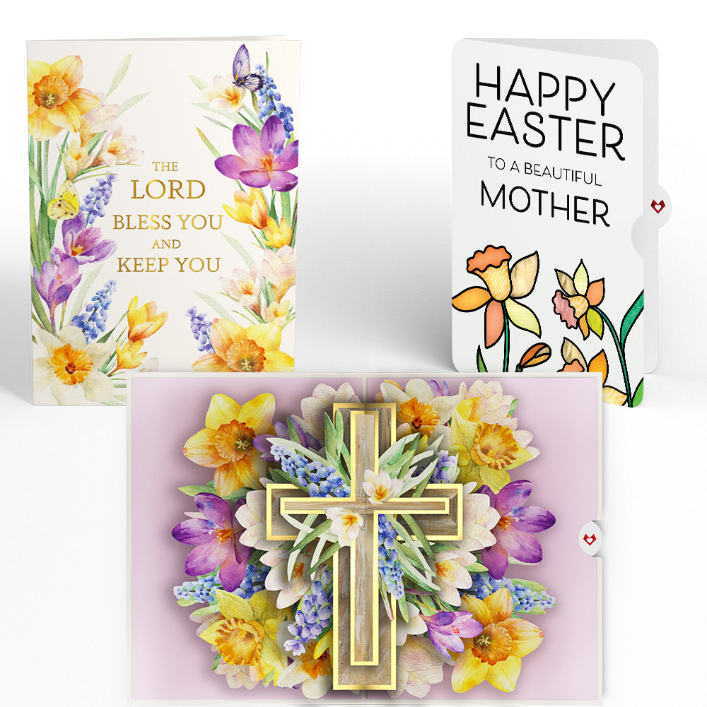 The Lord Bless You Floral Cross Easter Pop-Up Card and Sentiment Set for Mom