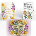 The Lord Bless You Floral Cross Easter Pop-Up Card and Garden Blooms He Is Risen Sentiment Set