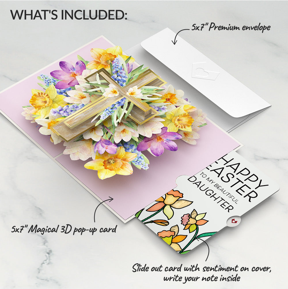 The Lord Bless You Floral Cross Easter Pop-Up Card and Sentiment Set for Daughter