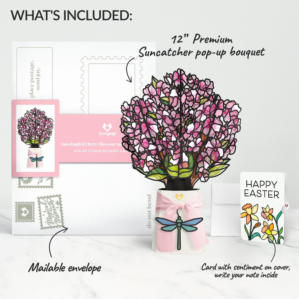Sun-dappled Cherry Blossom Easter Suncatcher Bouquet and Sentiment Set