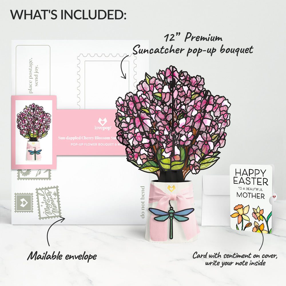 Sun-dappled Cherry Blossom Easter Suncatcher Bouquet and Sentiment Set for Mom